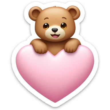 Cute small Bear on top of a light pink heart  sticker
