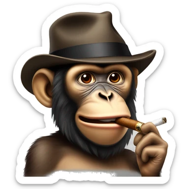 Monkey with a cigar in his mouth and a hat on sticker