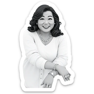 smiling girl in monochrome jewelry sticker