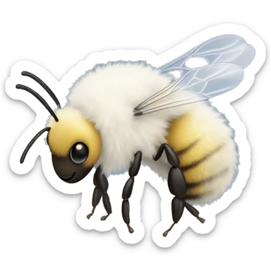 White fluffy bee sticker