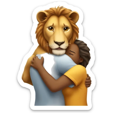 Lion hugs lioness sticker