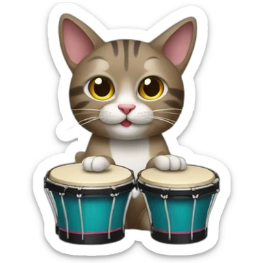 cat with bongos sticker