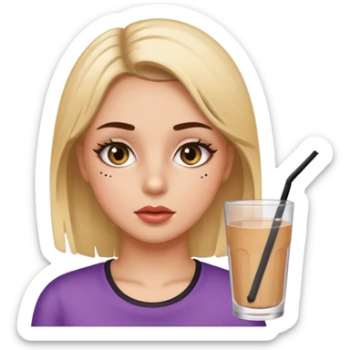 Girl hungover with mascara running down face and empty drink  sticker