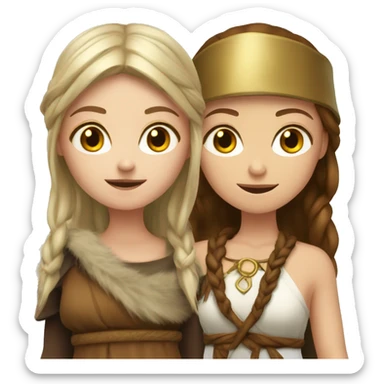 2 druid girls caucasian together sticker