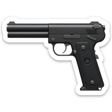 3D render of Silenced Pistol, secret agent spy gear aesthetic, hidden mechanisms, matte black metal with a long suppressor, sleek tactical texture, Apple emoji style, isolated on white background --v 6.0. sticker
