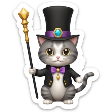 Chien magicien est chat avec un chapeau sticker