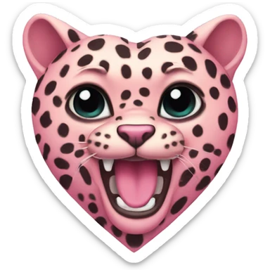 Winged leopard pink heart sticker