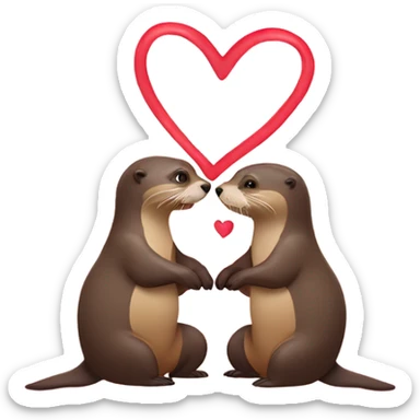 Two Otters making a heart shape with bodies sticker