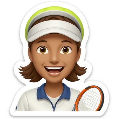 Profesor de tenis con pelo marrón riendose sticker