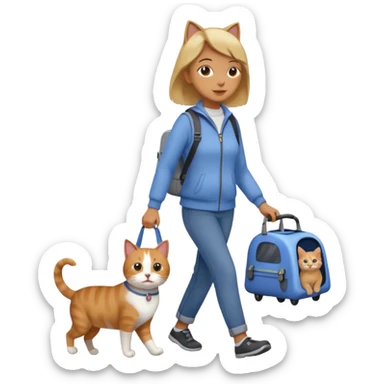 Walker with cat in carrier, Pet Walkers. sticker