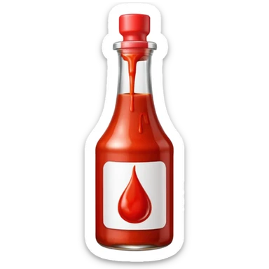 A single bottle of spicy sauce, keep it plain no branding or text. Add a drip effect to this. sticker