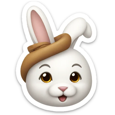 white rabbit with a big brown beard sticker
