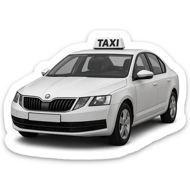 A taxi car with a visible 'TAXI' sign on top, no yellow color, car in neutral color such as white, gray, or black, clear and readable taxi sign sticker