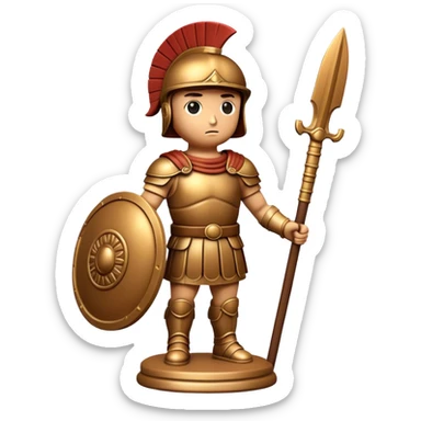 Botero Bronze Roman Soldier Landmark Emoji – Showcasing a stylized, rounded bronze Roman soldier sculpture. sticker