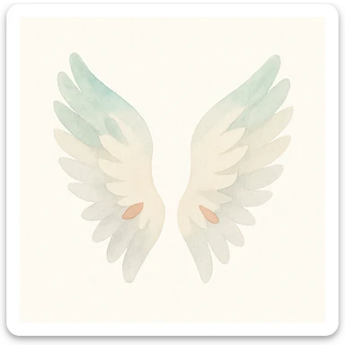 a pair of wings in watercolor art style sticker