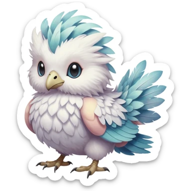 White soft natural realistic romantic vintage antique divine beautiful elegant pretty precious cute young youthful  Fakémon-Pokémon-hybrid-creature sticker