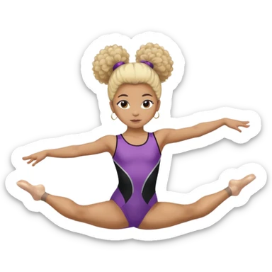 light-skinned Black girl doing gymnastics, half-blonde and half-dark brown afro puff hairstyle sticker