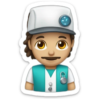 Médico con gorra y cabello oscuro piel trigueña y un lunar en la barbilla  sticker