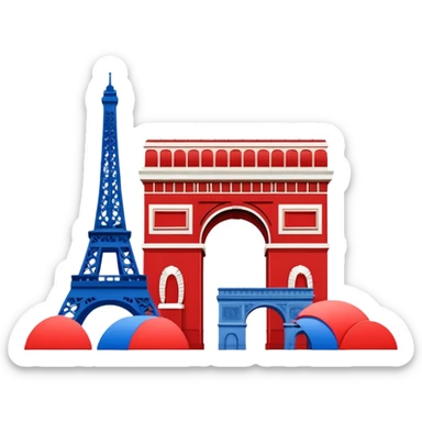 arc de triomphe and eiffel tower emoji with French flag colors sticker