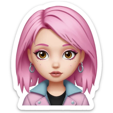 grunge aesthetic, pretty bratz, with details, light pink hair sticker