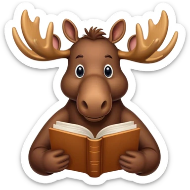 Moose reading a book sticker