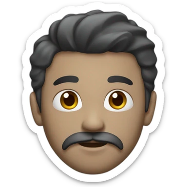 face with beard and mustache, black hair with gray hair sticker
