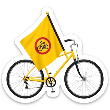 Create a Telugu Desam Party (TDP) flag emoji: bright solid yellow background, simple black bicycle icon in the center. Flat emoji style, bold colors, clean edges, no text, no gradients, no shadows. Square 1:1 ratio, transparent background, minimal and clear like a system emoji. sticker