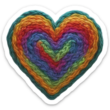 Rainbow knitted heart sticker