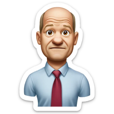 photorealistic Olaf Scholz embarrassed, guiltily shrugs sticker
