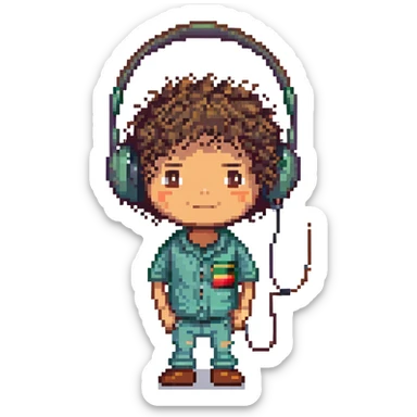 Mexican boy with curly hair who is a DJ sticker