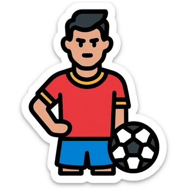 color outline icon of Ronaldo with soccer ball sticker