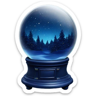 vintage dark blue rococo night sky snow globe sticker