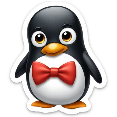 Sad penguin wearing red bow tie  sticker