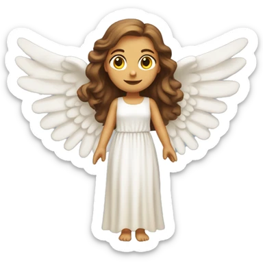 Full length white woman with brown hair dressed as a beautiful angel with wings and a long flowy dress sticker
