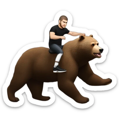 khabib nurmagomedov riding a bear  sticker