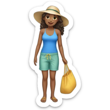 A young chubb beach clothes wearing woman sticker