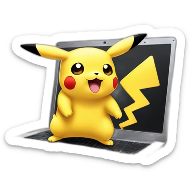 Laptop with pikachu wallpaper sticker