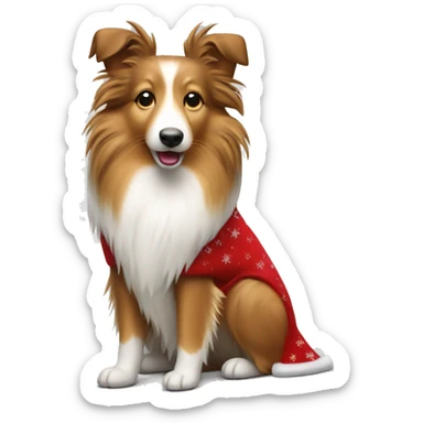 Shetland sheepdog with Christmas skirt  sticker