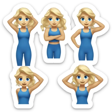 blonde blue eyed girl flexing full body sticker