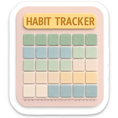 soft pastel gentle habit tracker grid with rounded corners and delicate dotted lines sticker