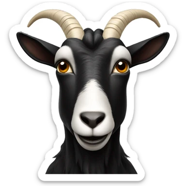 a black and dark goat with two front teeth showing  sticker