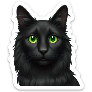 Long hair black cat with green eyes sticker