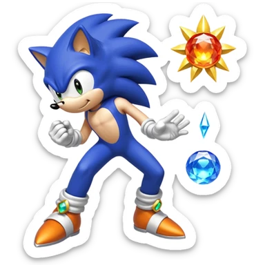 I want Sonic the hedgehog with the 7 chaos emeralds and the Goku aura transformation, where is the super Sonic aura sticker