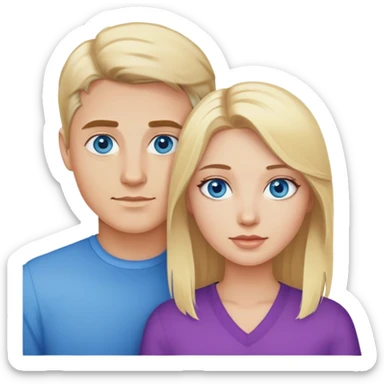 Blonde haired blue eyed couple sticker