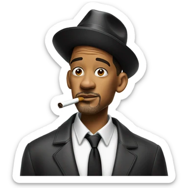 will smith with a hat smoking sticker