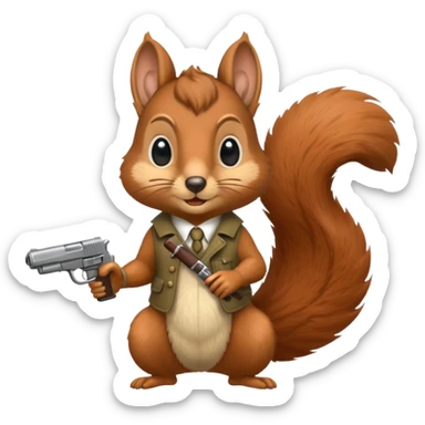  squirrel with pistol  sticker