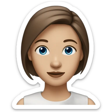 women with brown straight hair and blue eyes sticker