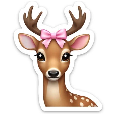 Deer with baby pink bow sticker