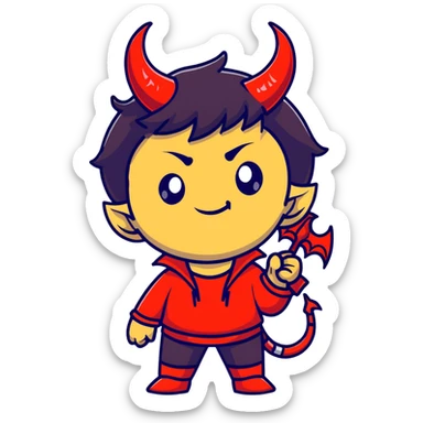 Mischievous anime devil boy sticker