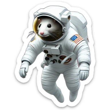 astronaut rat levitating sticker